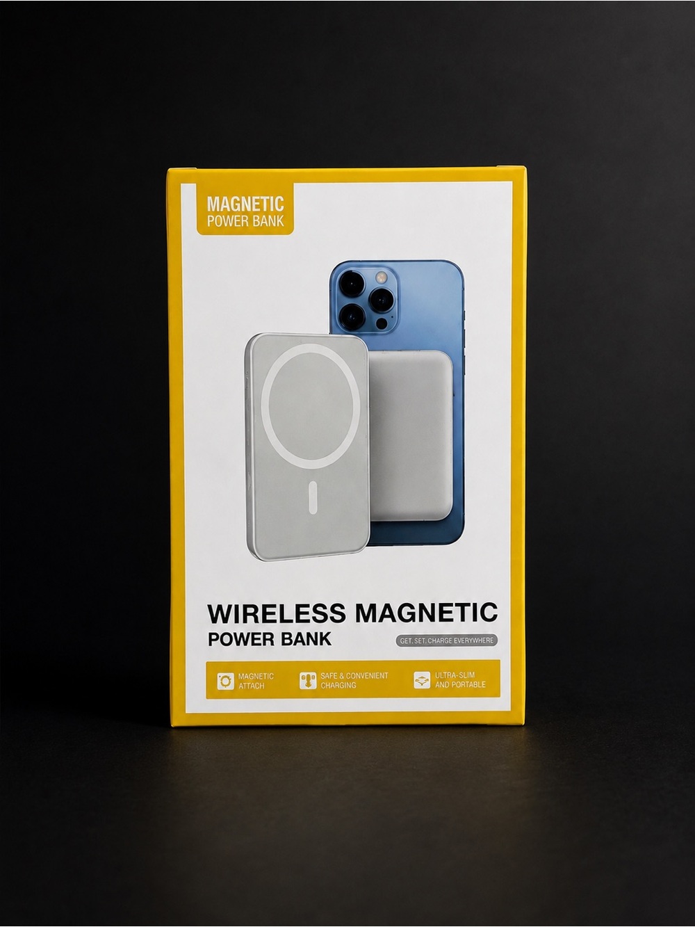Wireless Magnetic Power Bank Portable Charger - Silver
